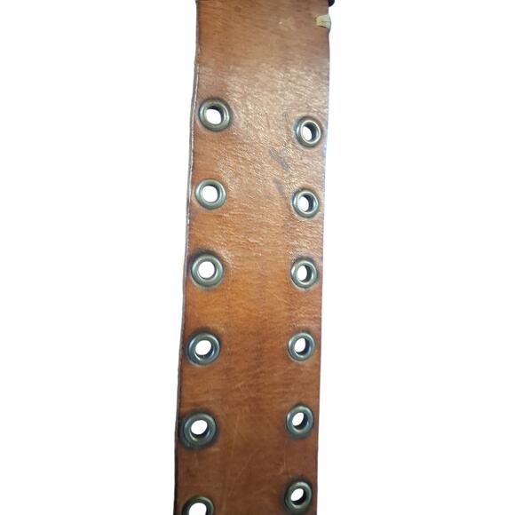 Y2k Gap Gromet Genuine Leather 2" Belt Women's Small Grungecore Distressed Prep - Picture 3 of 9